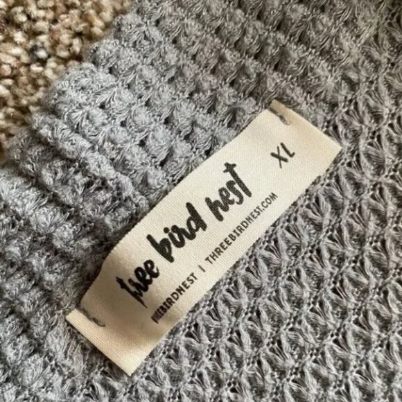 Three Bird Nest Waffle Knit Cardigan Open Front Women’s Size XL Pockets - Picture 8 of 8
